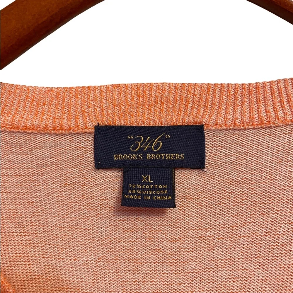 Brooks Brothers 346 V Neck Sweater Mens Size XL Salmon‎ Cotton Pullover